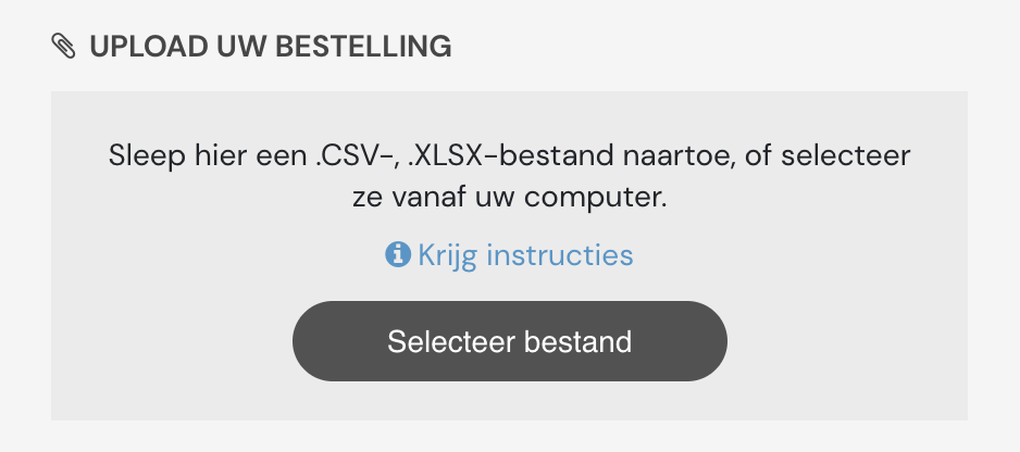 XLSX of CSV upload NL